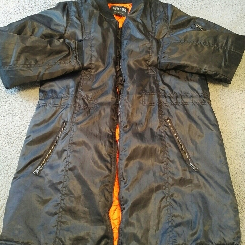 Long black bomber jacket